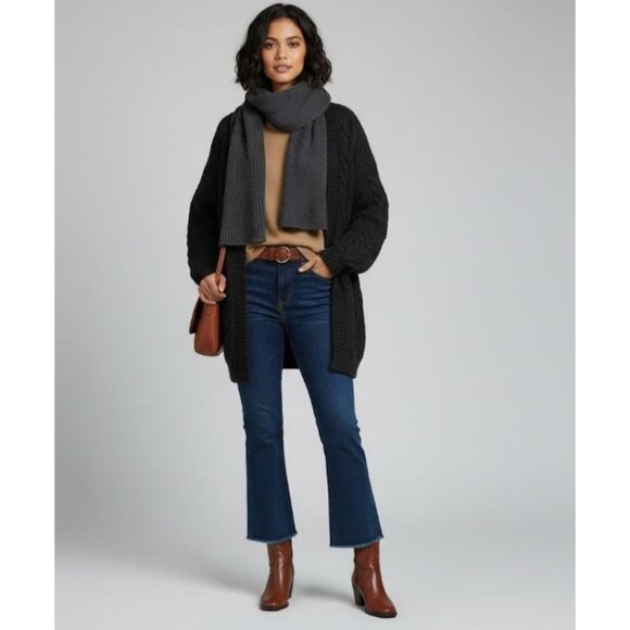 Maje made in Italy Womens Black Cable Knit Cardigan Sweater L - Picture 3 of 11